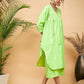 InWeave Women's Lime Green Flared Kurta Palazzo Set - Swadesiicart