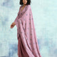 trueBrowns Light Mauve Printed Velvet Ready to Wear Saree | Swadesiicart
