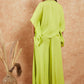 InWeave Women's Lime Green Solid Collar Neck Boho Top Bottom Set - Swadesiicart
