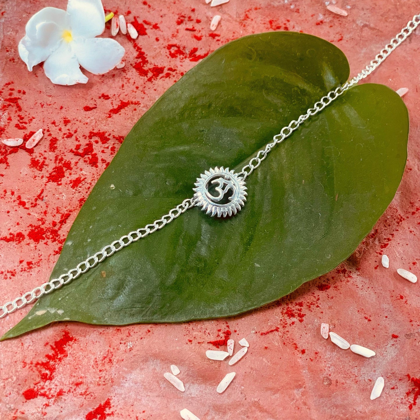 trueBrowns 925 Sterling Silver Om Silver Chain Rakhi | Swadesiicart