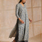 trueBrowns Blue Grey Overall Floral Block On White Print Cotton Kurta Pant Set | Swadesiicart