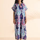 trueBrowns Blue Cotton Ikat Oversized Dress | Swadesiicart