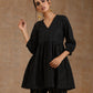 trueBrowns Black Gold Cotton Overlap Co-Ord Set - Swadesiicart