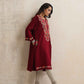 trueBrowns Maroon Kashmiri Embroidered Woollen Phiran Kurta | Swadesiicart