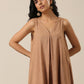 trueBrowns Beige Slub Texture Sleeveless Flared Kurta Pant Set | Swadesiicart