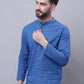 Even Apparels Blue Pure Cotton Short Kurta With Band Collar | Swadesiicart