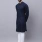 Even Apparels Blue Pure Cotton Kurta With Band Collar | Swadesiicart