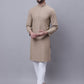 Even Apparels Beige Pure Cotton Kurta With Band Collar | Swadesiicart