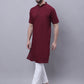 Even Apparels Red Pure Cotton Short Sleeves Kurta With Band Collar | Swadesiicart