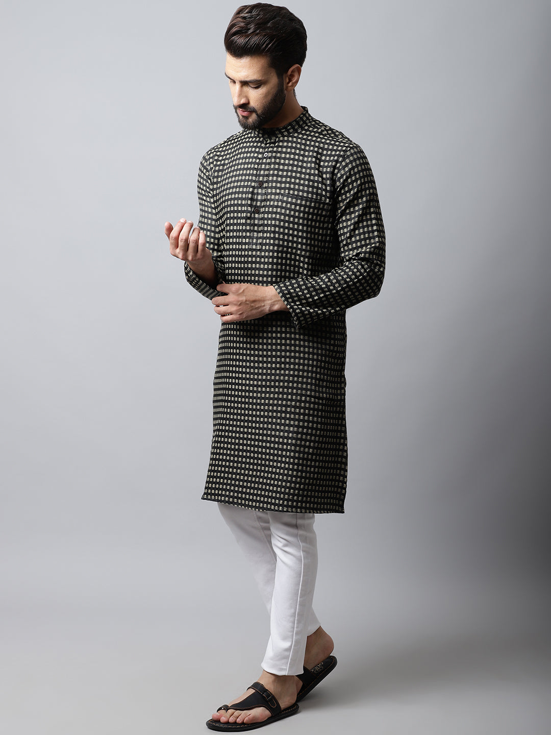 Even Apparels Brown Pure Cotton Kurta With Band Collar | Swadesiicart