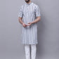 Even Apparels Grey Pure Cotton Short Sleeves Kurta With Band Collar | Swadesiicart