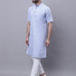 Even Apparels Blue Pure Cotton Short Sleeves Kurta With Band Collar | Swadesiicart