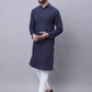 Even Apparels Blue Pure Cotton Kurta With Band Collar | Swadesiicart