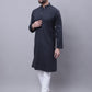 Even Apparels Black Pure Cotton Kurta With Band Collar | Swadesiicart