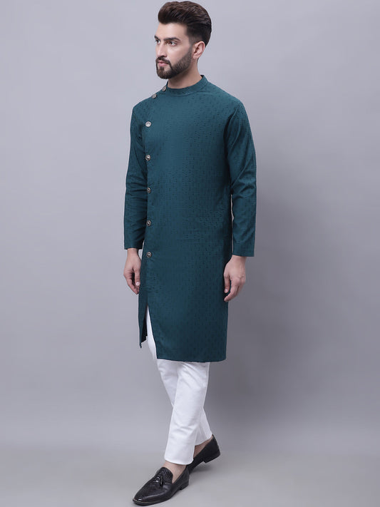 Even Apparels Green Sherwani Kurta With Asymetrical Cut | Swadesiicart