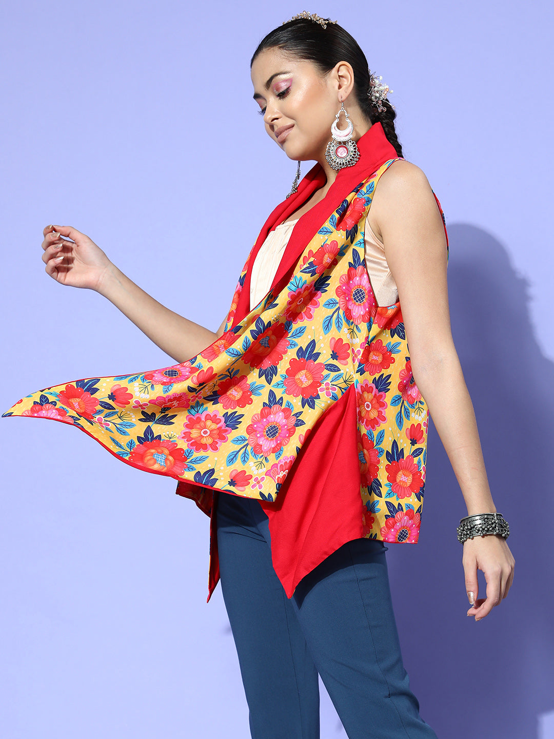 InWeave Women's Mustard Boheme Reversible Shrug - Swadesiicart