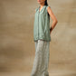 trueBrowns Light Green Bandhani Printed Silk Sleevesless Jacket Pant Set | Swadesiicart