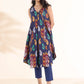 trueBrowns Purple Cotton Ikat Sleeveless Kurta Pant Set | Swadesiicart
