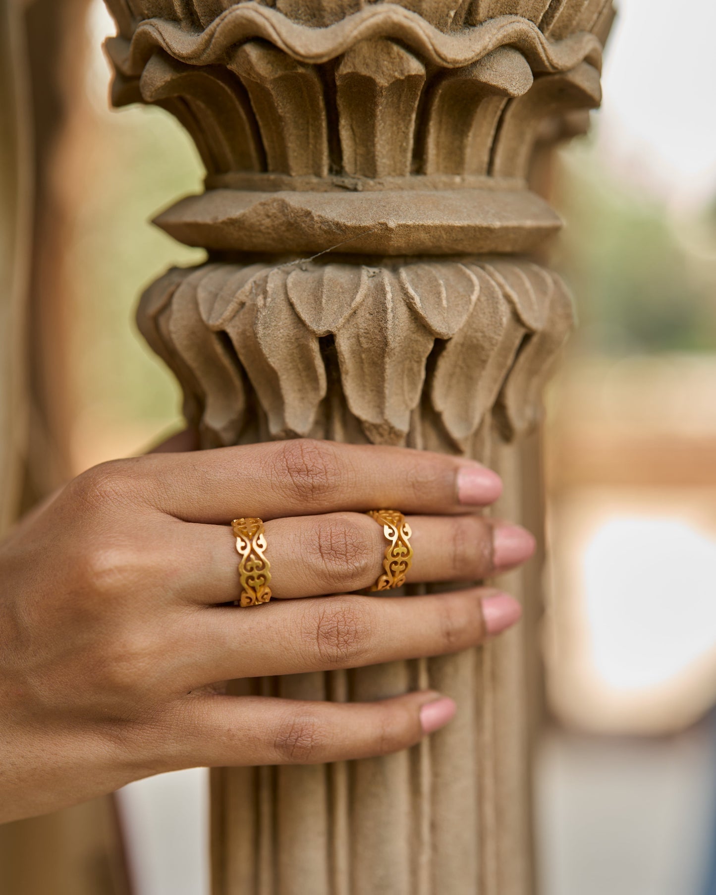 trueBrowns Gold-Polished Bel Rings | Swadesiicart