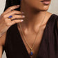 trueBrowns Gold Tone Blue Stone Pendant Set - Swadesiicart