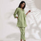 trueBrowns Green Slub Pleated Co-ord Set - Swadesiicart