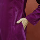 trueBrowns Wine Solid Velvet Co-Ord Set - Swadesiicart