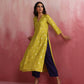 trueBrowns Lime Viscose Silk Kurta Set | Swadesiicart