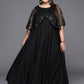 Ahalyaa Plus Size Geometric Print Crepe Layered A-line Maxi Ethnic Dress | Swadesiicart