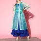 InWeave Women's Ink Blue Strappy Kurta Set With Teal Organza Cape - Swadesiicart