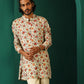 trueBrowns Men's Off White Floral Bunch Muslin Silk Printed Co-ord Set - Swadesiicart