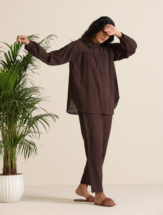 trueBrowns Cola Cotton Shirt Co-ord Set - Swadesiicart