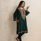 trueBrowns Green Kashmiri Floral Embroidered Woollen Phiran Kurta | Swadesiicart