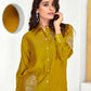 BulBul Saroj Mustard Chanderi Co-Ord Set - Swadesiicart
