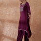 InWeave Women's Burgundy Emb Assymetrical Kurta Pant Set - Swadesiicart
