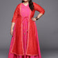 Ahalyaa Plus Size V-neck Maxi Ethnic Dress | Swadesiicart
