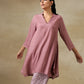 trueBrowns Dark Mauve Bandhani Printed Silk Collared Co-Ord Set - Swadesiicart