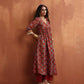 trueBrowns Maroon Flared Anarkali Kurta Set | Swadesiicart
