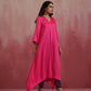 trueBrowns Pink Modal Boxpleat Kurta Set | Swadesiicart