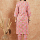 InWeave Women's Mauve Floral Jaal Gota Work Straight Kurta Pant Set - Swadesiicart