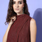 InWeave Women's Maroon Lurex Tie Up Top - Swadesiicart