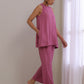 trueBrowns Onion Pink Dobby Sleeveless Short Co-Ord Set - Swadesiicart