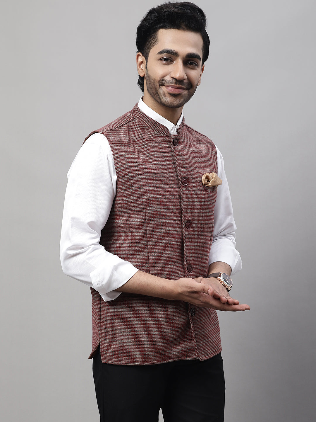 Even Apparels Men's Multi Nehru Jacket With Welt Pockets | Swadesiicart