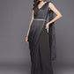 Ahalyaa Abstract Print Layered Crepe Ethnic Dress | Swadesiicart