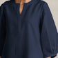 trueBrowns Blue Cotton Blend Short Kurta | Swadesiicart