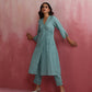 trueBrowns Aqua Blue Cotton Dobby Angrakha Kurta Set | Swadesiicart