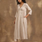 trueBrowns Beige Zig-Zag Print Silk Angrakha Kurta Pant Set | Swadesiicart