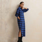 trueBrowns Blue Check Winter Shirt Dress | Swadesiicart