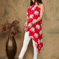 InWeave Women's Red Elephant Print Oneshoulder Top - Swadesiicart