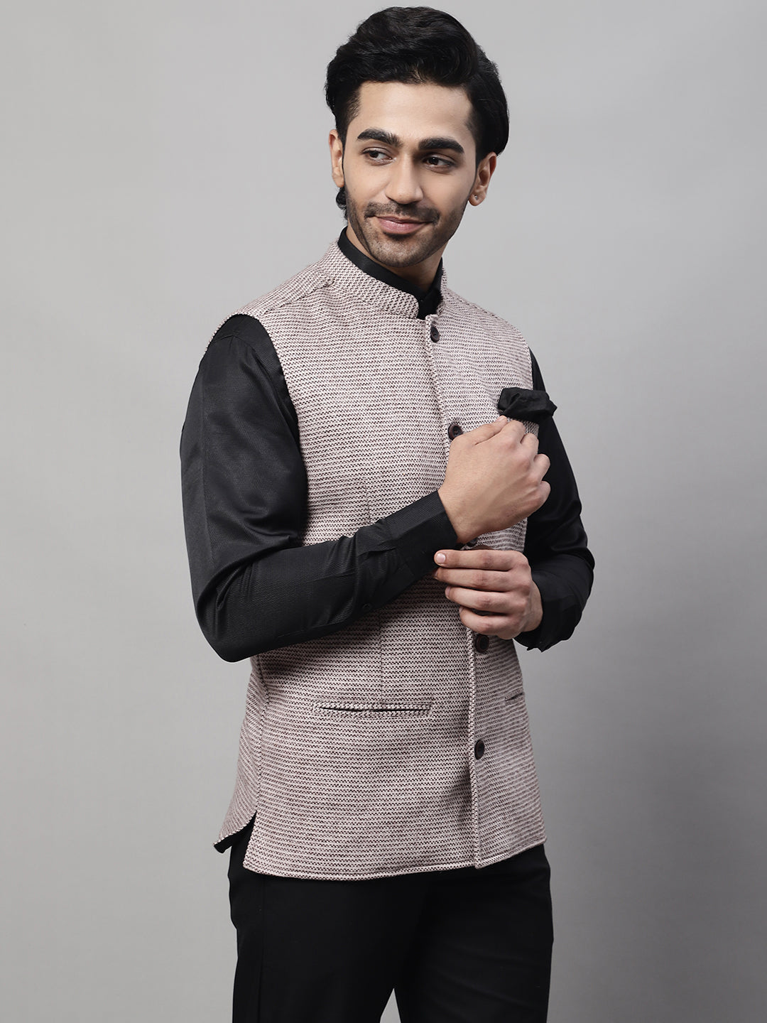 Even Apparels Men's Cream Pure Wool Nehru Jacket | Swadesiicart