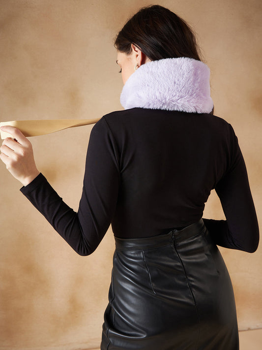 InWeave Women's Light Mauve Fur Neckpiece - Swadesiicart